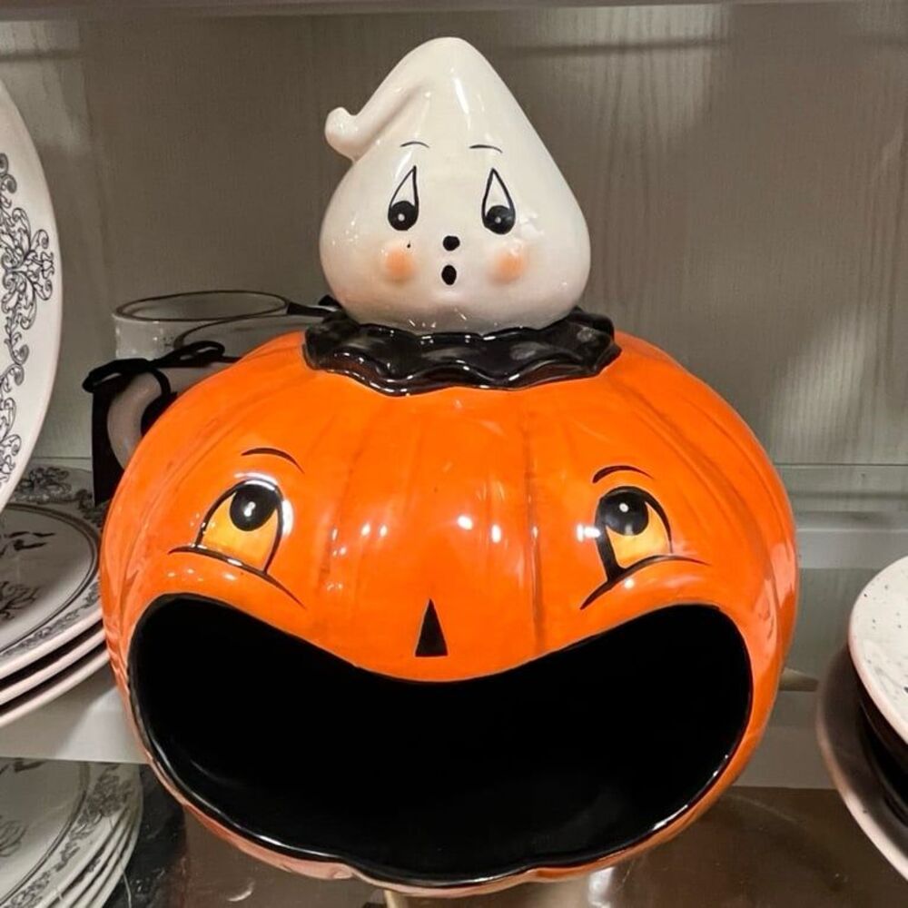 Johanna Parker Halloween Ghost Pumpkin Candy Dish